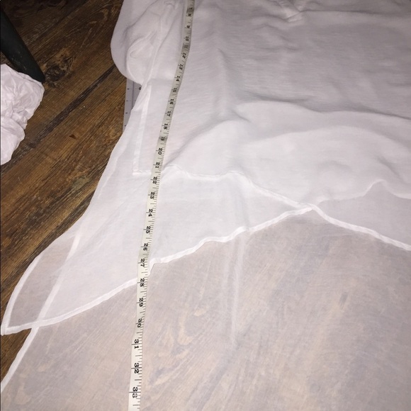 ChaCha Vente size large semi sheer mock wrap hi low convertible sleeves flowy - Picture 9 of 13